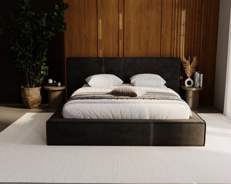 Polsterbett Palise 180x200 schwarz stilvolles Bett mit Bettzeugablage komfortables Kopfteil besticht durch sein elegantes Design