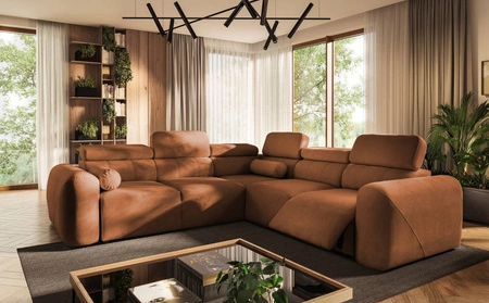 Ecksofa mit Schlaffunktion Cantare III Lux ziegelrot ziegelrot rechtes Stilvolles und bequemes Ecksofa für das Wohnzimmer mit hochklappbarer Fußstütze