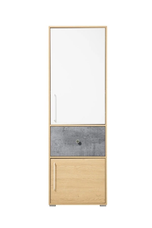 Bücherregal Cary 60 cm Biskuit Eiche / weiß / Beton ideal für das Jugendzimmer sehr nützlich hat einen modernen Look Bücherregal mit Schublade