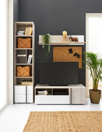 Bücherregal Remona 45 cm Eiche wilton weiß / weiß ideal für Jugendzimmer modernes Design geräumiges Bücherregal