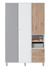 Kleiderschrank Beja 120 cm weiß / Eiche artisam / grau ideal für das Jugendzimmer nutzbar und geräumig hat ein modernes Design