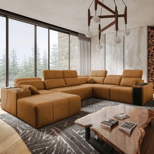 Ecksofa mit Schlaffunktion Tesalia VIII honey links komfortables Ecksofa für das Wohnzimmer mit innovativer Schiebefunktion der Rückenlehne