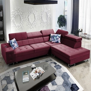 Ecksofa mit Schlaffunktion Hampton VII kastanienbraun rechte Ecke Sofa für den Raum aus Samt Stoff mit einer glatten Oberfläche