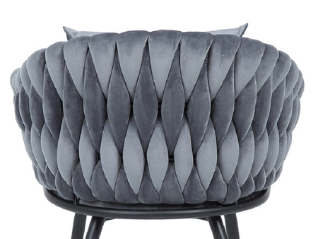 Geflechtstuhl Nuvbo 47x53 cm grau modern und Designer Industriestuhl auf Metallgestell