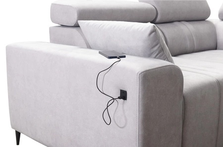 Ecksofa mit Schlaffunktion Castel III Lux blau links äußerst bequemes Ecksofa für das Wohnzimmer mit ausziehbarer Fußstütze