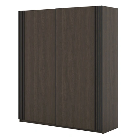 Schiebeschrank Niva 180 cm Eiche dunin geräumiger Kleiderschrank mit Lamellen dekoriert ist perfekt für Räume jeder Größe