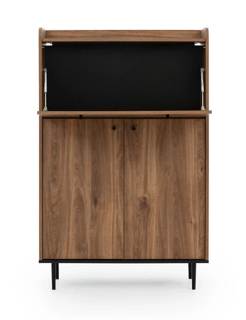 Kommode Apallo 90 cm Brandy Eiche Castello Original Design hohe Top Felgen Bar auf Metall Beine gesetzt