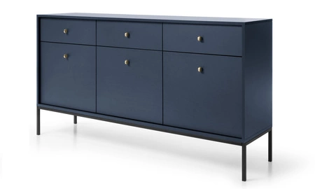 Kommode mit Schubladen Mono 154 cm Dunkelblau Minimalistisches Design stilvoller goldener Griff schlichte Form mit metallischen Elementen