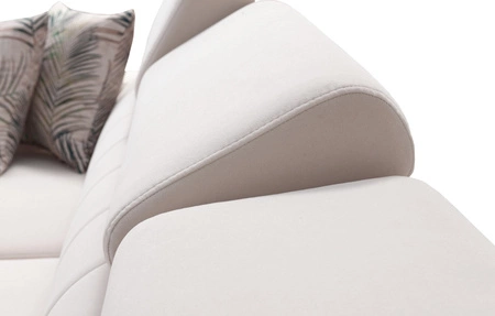 Ecksofa mit Schlaffunktion Savona hellgrau rechts Ecksofa bequem und elegant mit verstellbaren Kopfstützen Ziernähte