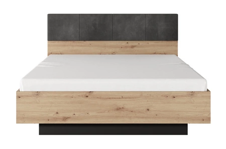 Tipler Bett 160x200 cm mit Bettzeugcontainer Eiche artisan / anthrazit modernes Möbeldesign teilweise gepolstertes Kopfteil