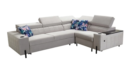 Ecksofa mit Schlaffunktion Belvi II grau rechts elegantes und ergonomisches Ecksofa für das Wohnzimmer praktischer Stauraum an der Seite