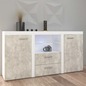 Kommode mit Schubladen Rene 156 cm weiß / heller Beton Designer und komfortable Möbel für moderne und funktionale Innenräume