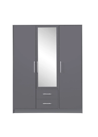 Kleiderschrank mit Spiegel Caspe 150 cm anthrazit modernes Design ABS-Finish und Aluminiumgriffe