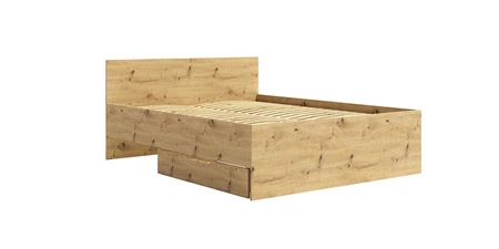 Bett Maxione 160x200 cm Eiche handwerkliche Bettwäsche Lagerung in Form von ausziehbaren Schublade ideal Bett für Schlafzimmer hohen Kopfteil