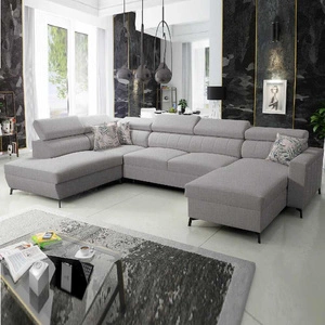 Ecksofa mit Schlaffunktion Savona VI hellgrau rechts elegantes und bequemes Ecksofa für Wohnzimmer mit zwei Bettkästen