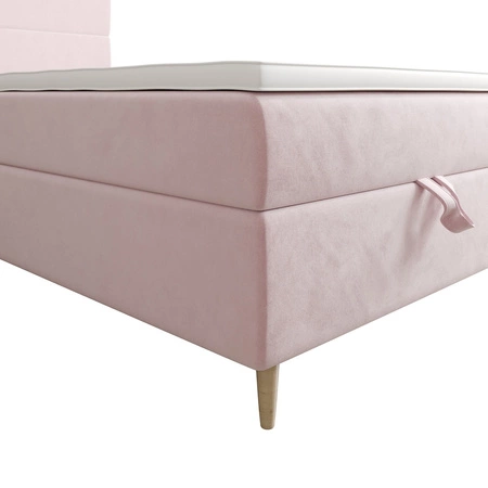 Boxspringbett Bing 100x200 puderrosa im modernen skandinavischen Stil mit gepolstertem Kopfteil Bett mit Staukasten