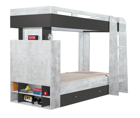 Etagenbett Tablo 90x200 cm graphit / enigma ideal für Kinder- und Jugendzimmer Umrandung mit Spezialfurnier verarbeitet