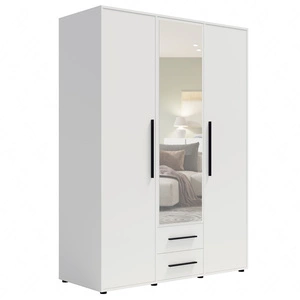 Spiegelschrank Maxione 150 cm weiß funktionaler Kleiderschrank für Schlafzimmer Jugendzimmer oder Flur mit Schubladen angereichert