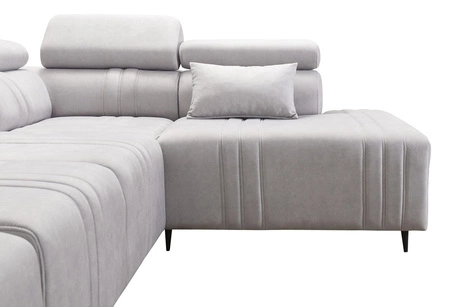 Ecksofa mit Schlaffunktion Castel VII rosa rechte Seite stilvolles Ecksofa mit Bettzeugablage und verstellbaren Kopfstützen