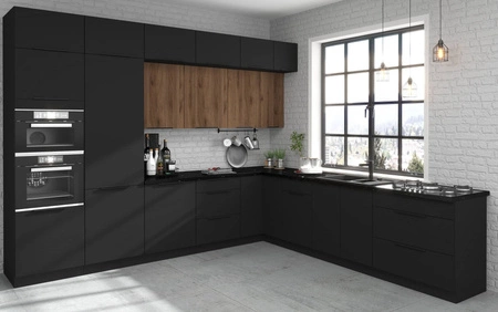 Eck-Küchenmöbelset Brianza / Schwarz 330x210 cm Griffe aus Metall sehen in modernen Innenräumen toll aus