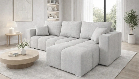 Ecksofa mit Schlaffunktion Linco grau Esche universal modernes Ecksofa für Wohnzimmer strukturierter Stoff mit interessanter Oberfläche