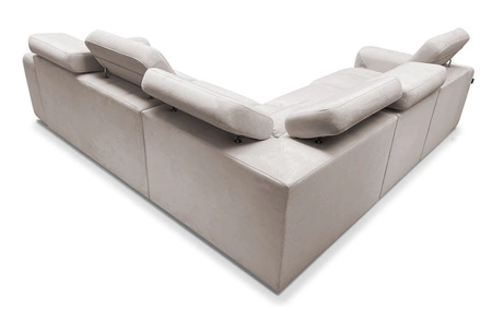 Ecksofa mit Schlaffunktion Cantare III Lux Lachs linke Seite stilvolles und bequemes Ecksofa für das Wohnzimmer mit Lift Fußstütze