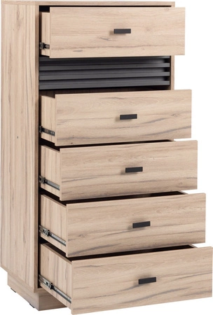 Kommode mit Schubladen Estan 60 cm Eiche estan hell / anthrazit modernes Möbeldesign hochwertige Verarbeitung Kommodenkante mit Spezialfurnier verarbeitet