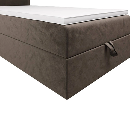 Boxspringbett Arvada 120x200 hellbraun im modernen skandinavischen Stil mit gepolstertem Kopfteil Bett mit Staukasten