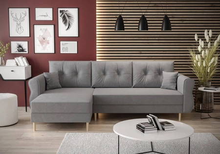 Ecksofa mit Schlaffunktion Wilkins hellgrau linke Seite stilvolles und modernes Design, das sich in jede Einrichtung einfügt