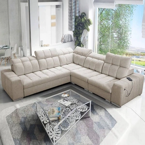 Ecksofa mit Schlaffunktion Luigi III beige rechts bequemes Ecksofa für das Wohnzimmer perfekt für die tägliche Entspannung