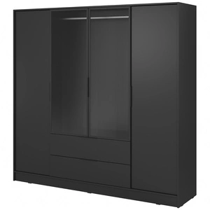 Kleiderschrank Corse 206 cm schwarz modernes Design Kleiderschrank mit Glasfronten ideal für Schlafzimmer Kleiderschrank mit Kleiderstange zum Aufhängen