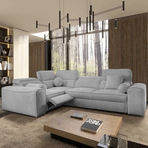 Ecksofa mit Schlaffunktion Viano II Lux hellgrau linkshändiges Designer-Ecksofa für das Wohnzimmer mit komfortablem ausziehbarem Fußteil