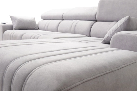 Ecksofa mit Schlaffunktion Castel grau Esche rechte Ecke komfortables und stilvolles Schlafsofa mit Bettzeugcontainer