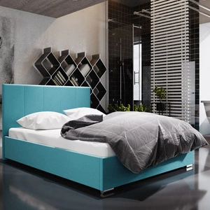 Lugo gepolstertes Bett 140x200 blau mit Kopfteil in modernem Stil ideal für Schlafzimmer