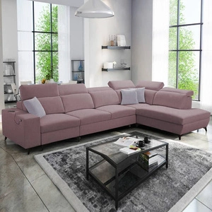 Ecksofa mit Schlaffunktion Kelly Sleek XI lavendel rosa rechte Seite stilvolles und bequemes Ecksofa aus strapazierfähigem Webstoff