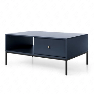 Couchtisch Mono Dunkelblau Mit Schubladen minimalistisches Design Tischplatte beständig gegen verschüttete Flüssigkeiten