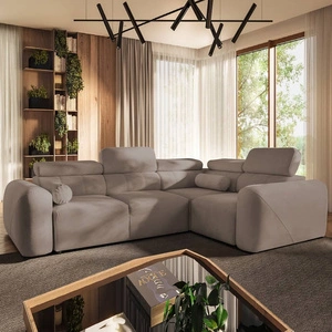 Ecksofa mit Schlaffunktion Cantare II dunkelbeige rechte Seite bequemes Ecksofa für Wohnzimmer mit stilvollem Charakter weicher Stoff