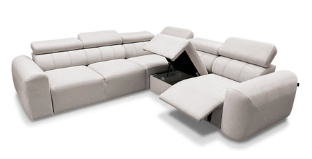 Ecksofa mit Schlaffunktion Cantare III Lux grau Esche rechtshändig stilvolles und bequemes Ecksofa für das Wohnzimmer mit hochklappbarem Fußteil