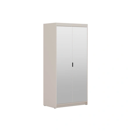 Kleiderschrank Rene 90 cm beige sand stilvolles Design schlichte Form idealer Kleiderschrank mit Spiegel für Schlafzimmer oder Flur ABS beendet Kanten