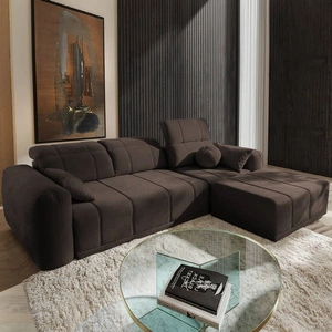 Ecksofa mit Schlaffunktion Cetara braun rechte Seite stilvolles Design komfortable Schiebelehne verstellbare Kopfstützen