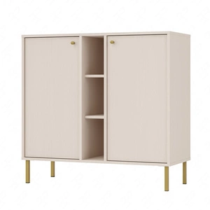 Kioto II Kommode 100 cm beige modernes Design praktische Einlegeböden goldene Griffe stabile Metallbeine