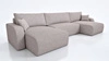Ecksofa mit Schlaffunktion Fiesta U XL beige elegantes Ecksofa für Wohnzimmer mit Bettzeugablage Webstoff
