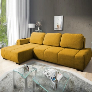 Ecksofa mit Schlaffunktion Sanfte gelbe linke Seite Stilvolles Design Ecksofa zeichnet sich durch seine abgerundete Form aus