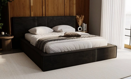 Polsterbett Palise 140x200 schwarz stilvolles Bett mit Bettzeugablage komfortables Kopfteil besticht durch sein elegantes Design