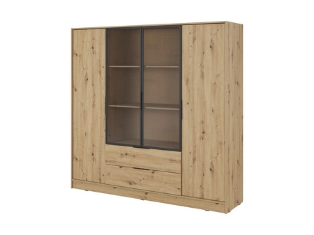 Kleiderschrank Corse 206 cm Eiche handwerklich modernes Design Kleiderschrank mit Glasfronten ideal für Schlafzimmer Kleiderschrank und Büro Kleiderschrank mit Regalen
