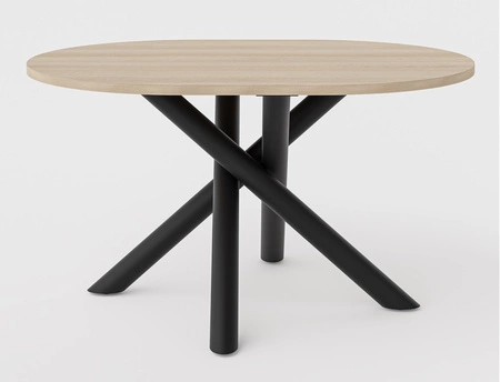 Lyon Tisch 100x138 cm Eiche lindberg / schwarz stilvoller Esstisch auf Designer-Spinnenbeinen höhenverstellbar