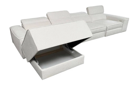 Ecksofa mit Schlaffunktion Viano XII Lux grün linksseitiges Designer-Ecksofa für das Wohnzimmer mit komfortablem ausziehbarem Fußteil