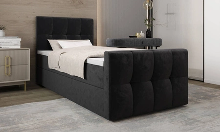 Boxspringbett Manhattan 90x200 graphit Bett im modernen skandinavischen Stil mit gepolstertem Kopf- und Fußteil Bett mit Staukasten