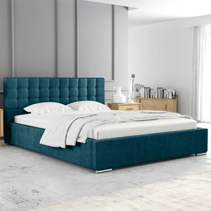 Polsterbett Umiky 140x200 türkis stilvolles Bett mit Bettzeugablage bequemes Kopfteil besticht durch sein elegantes Design