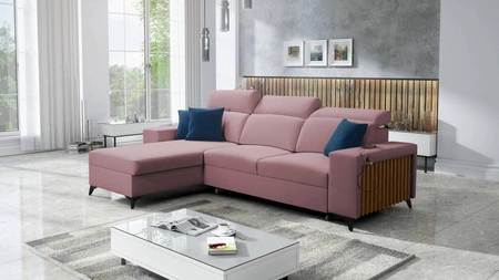 Ecksofa mit Schlaffunktion Kelly Indian Pink Linkshänder Samt Komfort und Funktionalität Ecksofa mit Lattenrost
